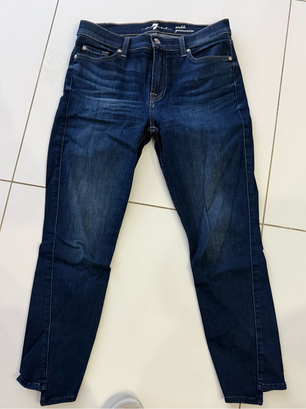 7 For All Mankind Dark Indigo Skinny Jeans size 30